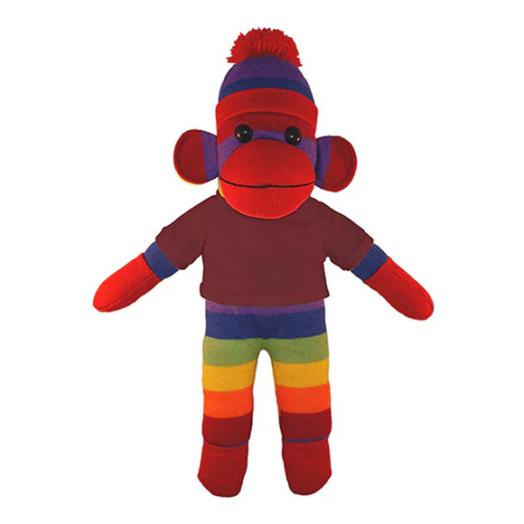 Soft Plush Rainbow Sock Monkey with Tee
