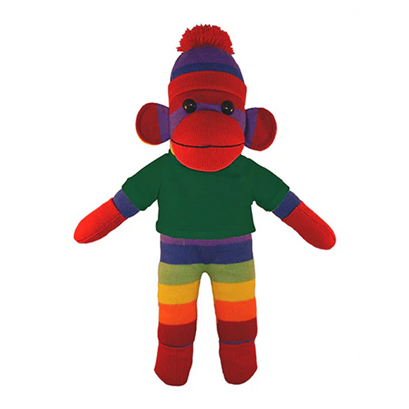 Soft Plush Rainbow Sock Monkey with Tee