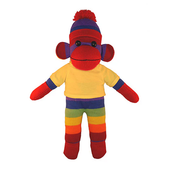 Soft Plush Rainbow Sock Monkey with Tee