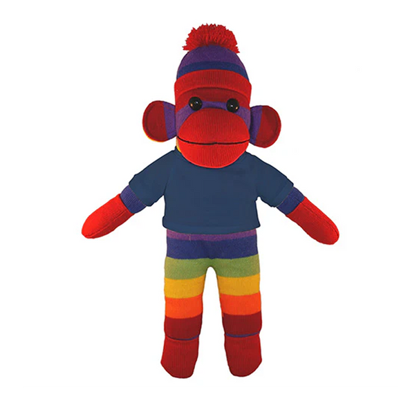 Soft Plush Rainbow Sock Monkey with Tee
