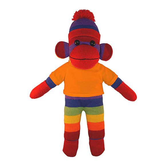Soft Plush Rainbow Sock Monkey with Tee