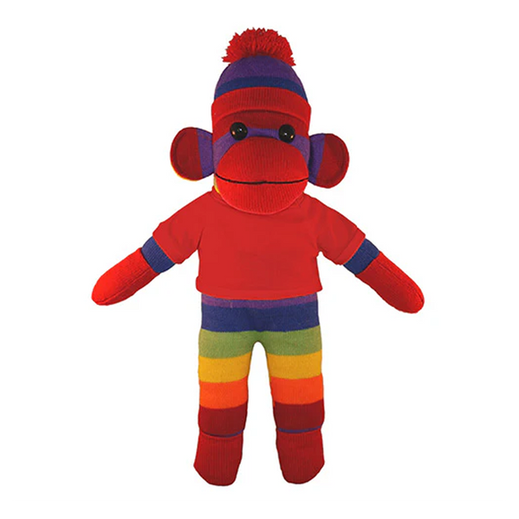 Soft Plush Rainbow Sock Monkey with Tee