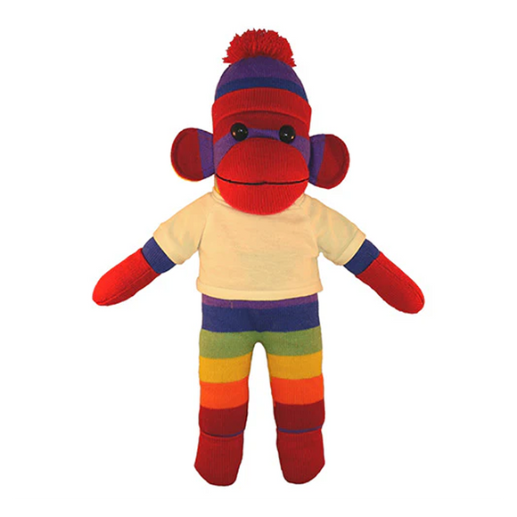 Soft Plush Rainbow Sock Monkey with Tee