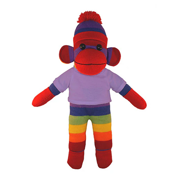 Soft Plush Rainbow Sock Monkey with Tee