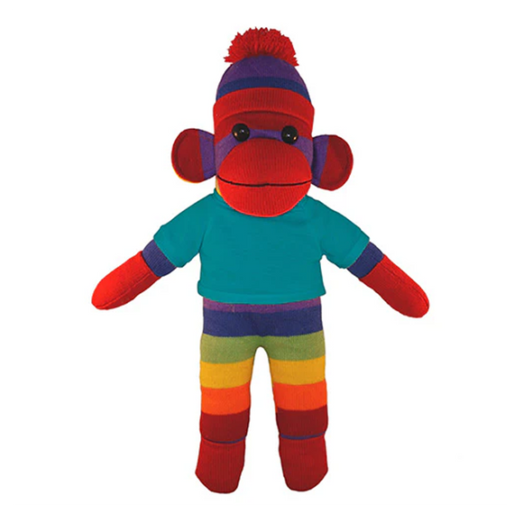Soft Plush Rainbow Sock Monkey with Tee