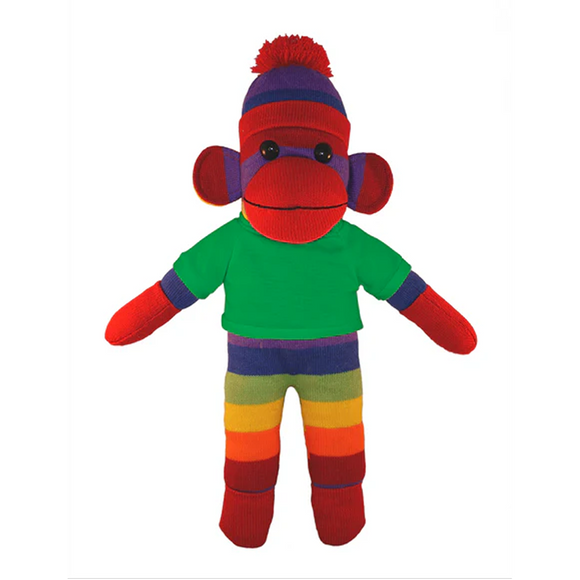 Soft Plush Rainbow Sock Monkey with Tee