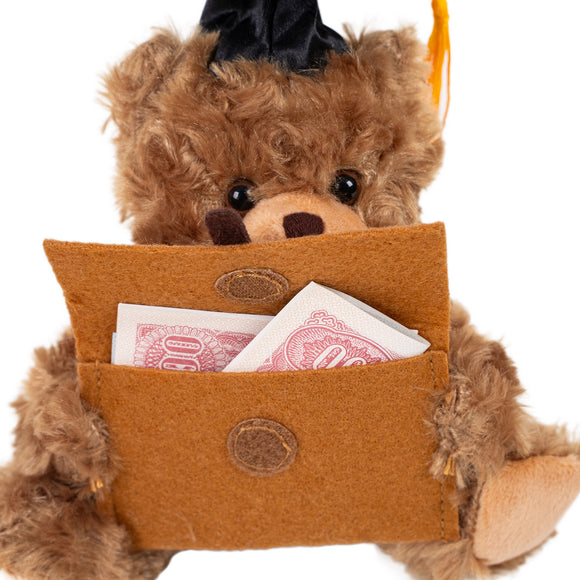 Graduation Bear with Suitcase Gift Card Holder 6"