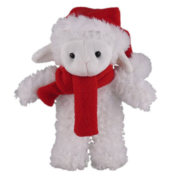 Soft Plush Stuffed Sheep with Christmas Hat and Scarf