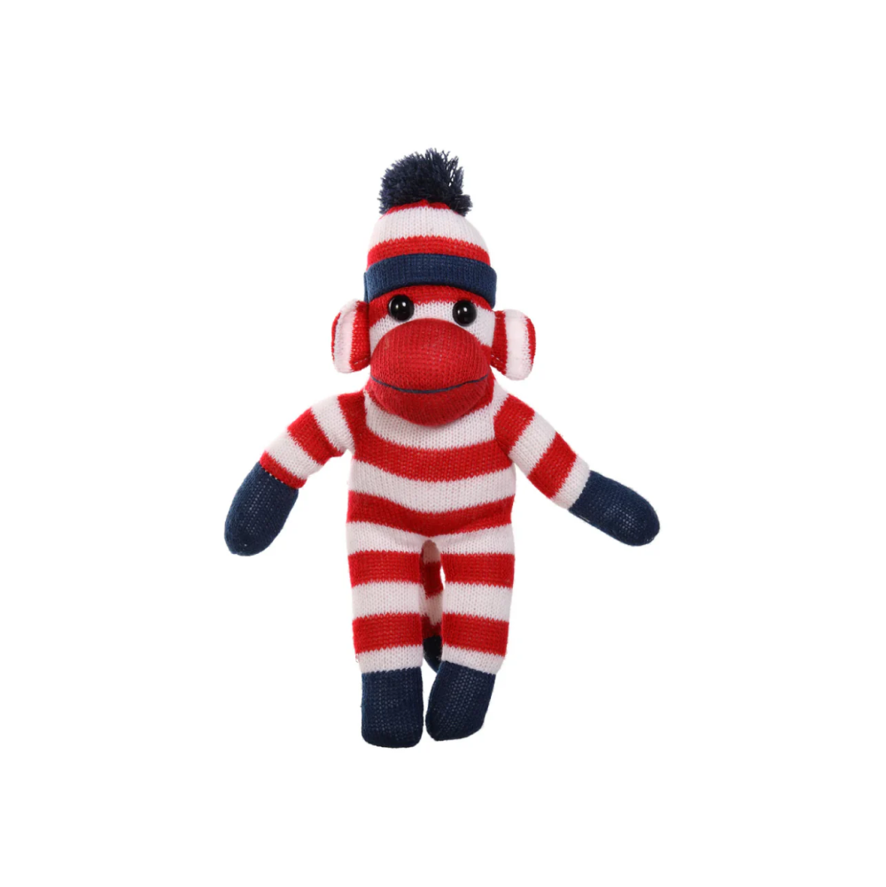 16" Standing Xmas Sock Monkey in Patriotic, Featuring a Classic Sock Monkey Design With Soft by Plushland.