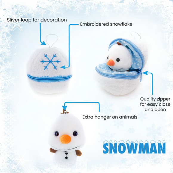Zip Up Snowball Snowman Plush Toy Specification, Featuring a Soft, Plush Design That Zips Into a Snowball by Plushland.