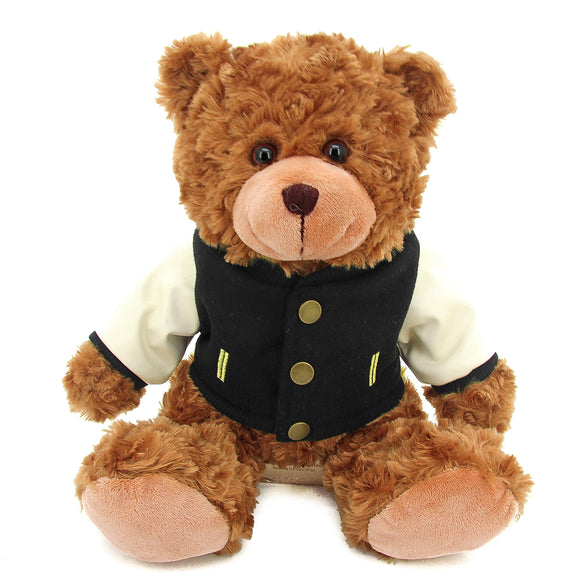 Teddy Bear Mocha 11" with Customizable Varsity Jacket Navy
