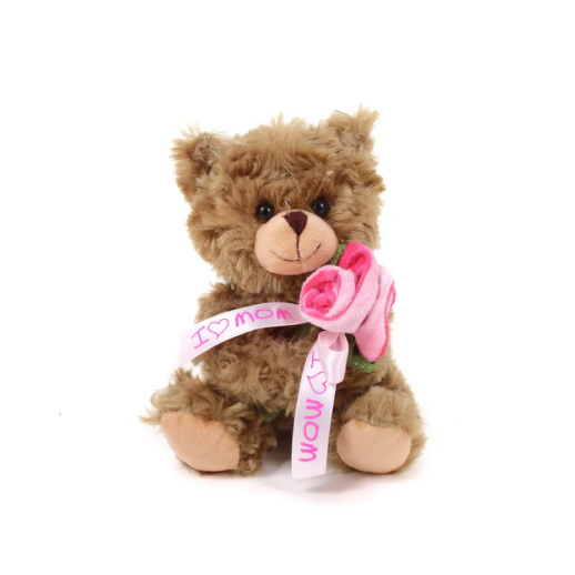 "Blossom Bear with I Love Mom Heart – 6 inch by Plushland"