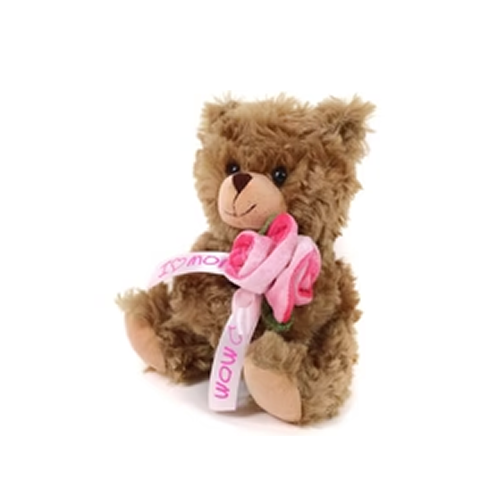 "Blossom Bear with I Love Mom Heart – 6 inch by Plushland"