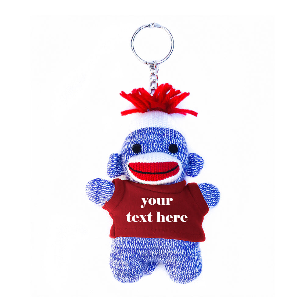 Green Sock Monkey Keychain with Tee 4"