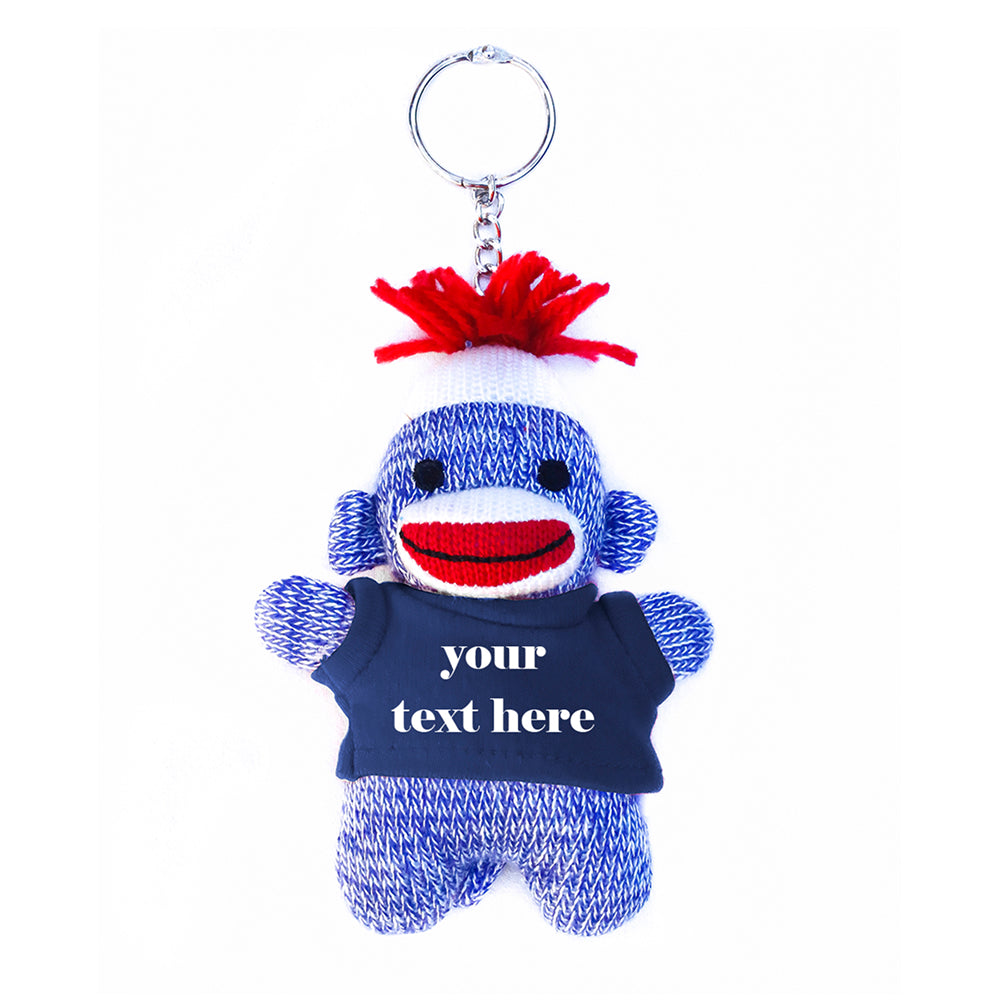 Green Sock Monkey Keychain with Tee 4"