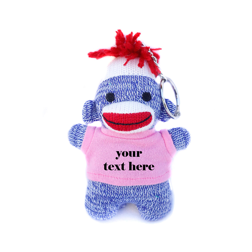 Green Sock Monkey Keychain with Tee 4"