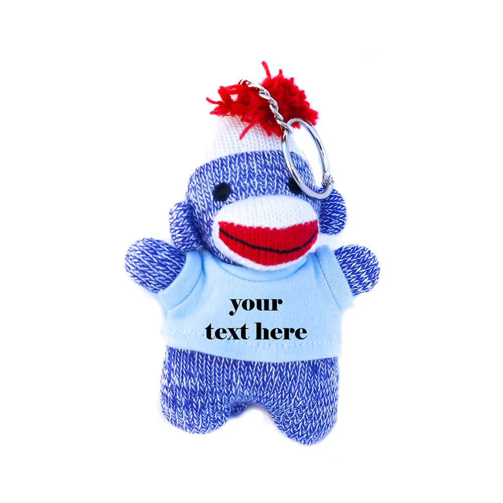 Green Sock Monkey Keychain with Tee 4"