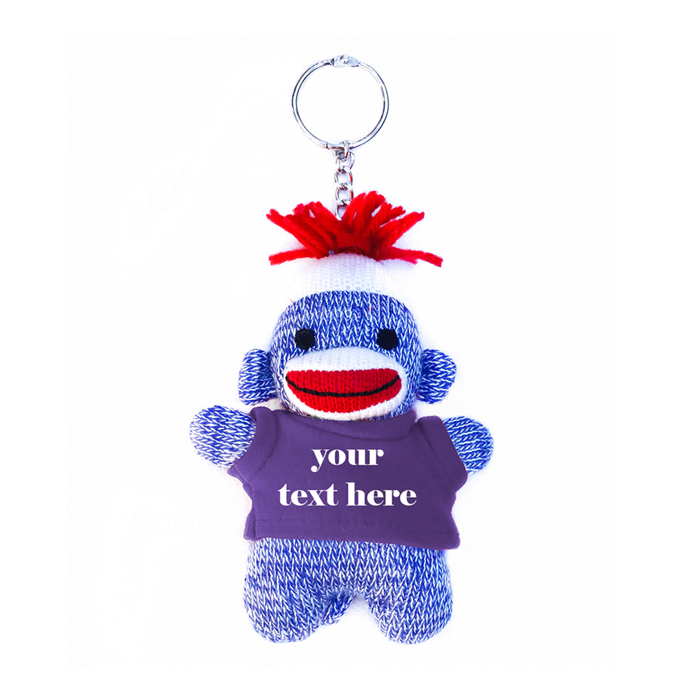 Green Sock Monkey Keychain with Tee 4"