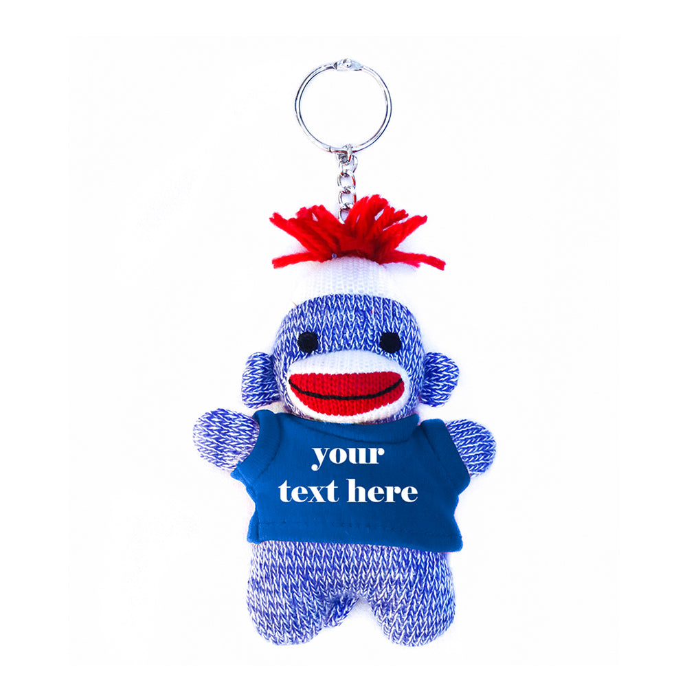 Green Sock Monkey Keychain with Tee 4"