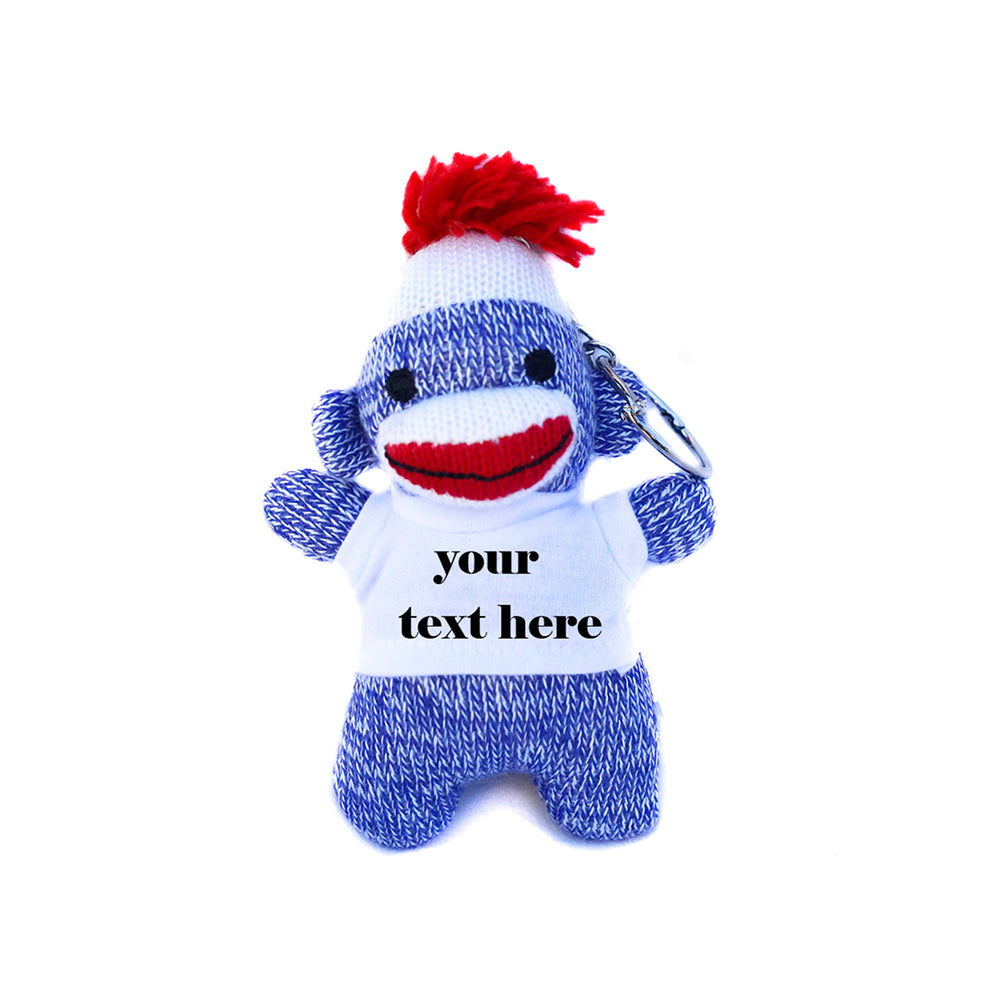 Green Sock Monkey Keychain with Tee 4"