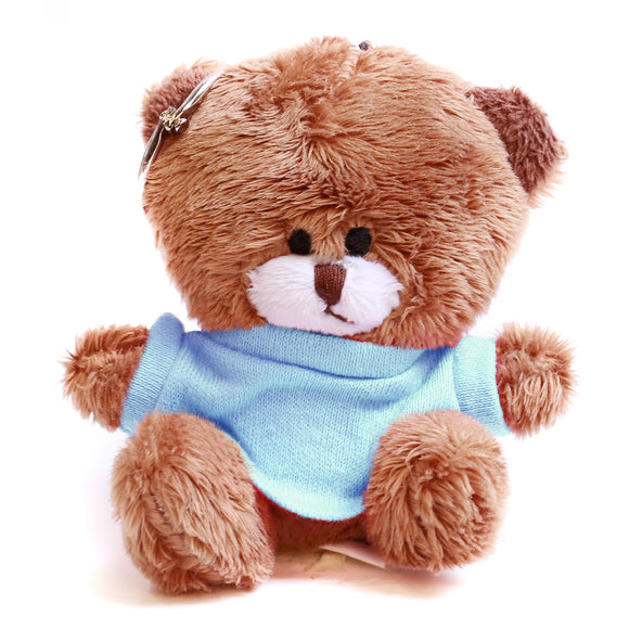 Brown Qbeba Bear Keychain with Tee 4"