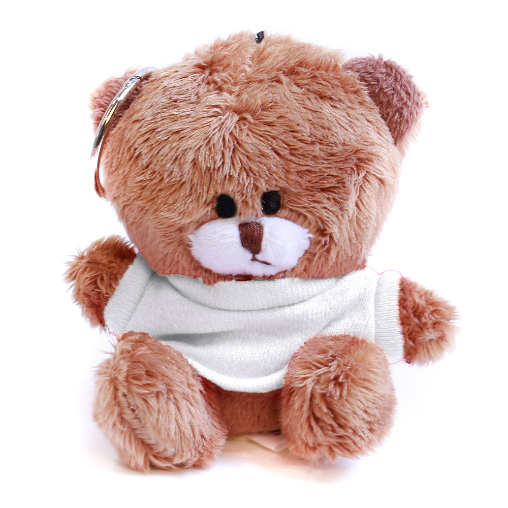 Brown Qbeba Bear Keychain with Tee 4"