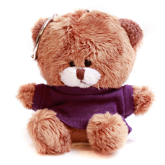 Brown Qbeba Bear Keychain with Tee 4"