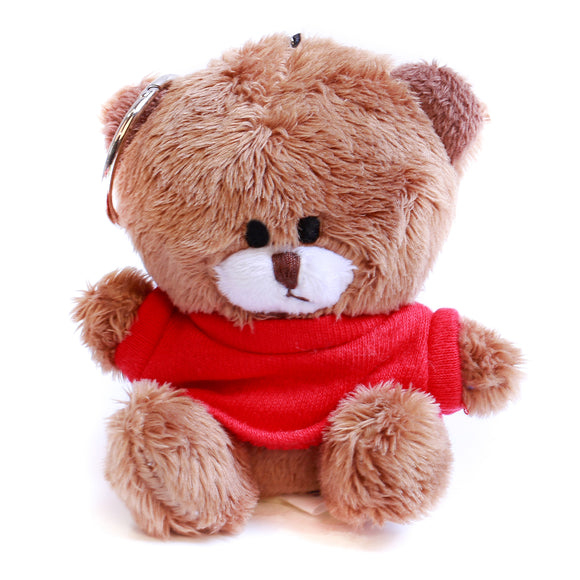 Brown Qbeba Bear Keychain with Tee 4"