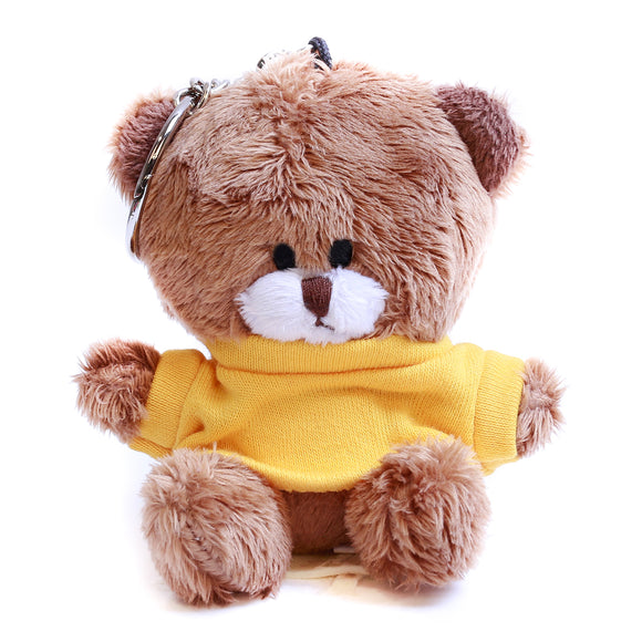 Brown Qbeba Bear Keychain with Tee 4"