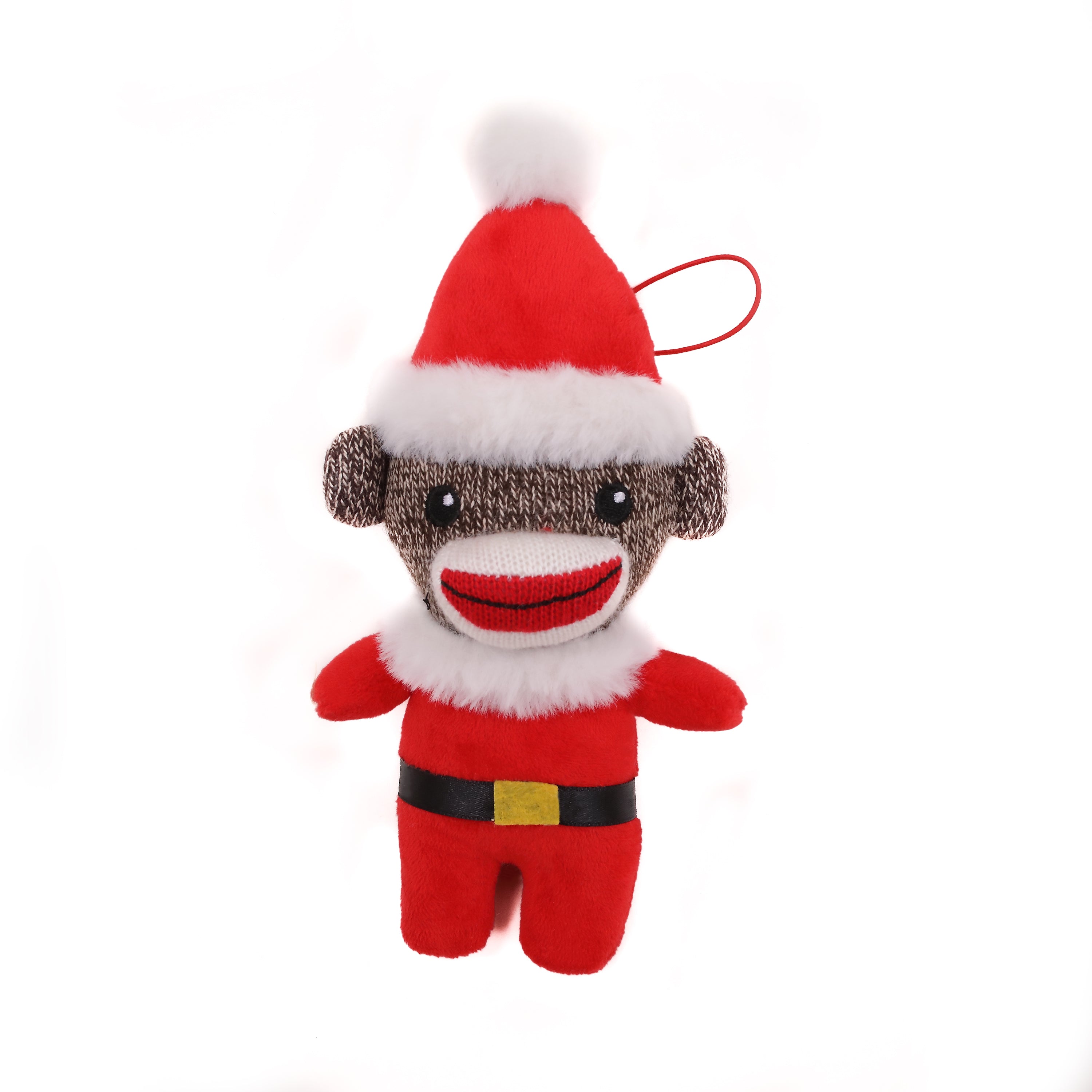 Santa Sock Monkey Ornament 4"
