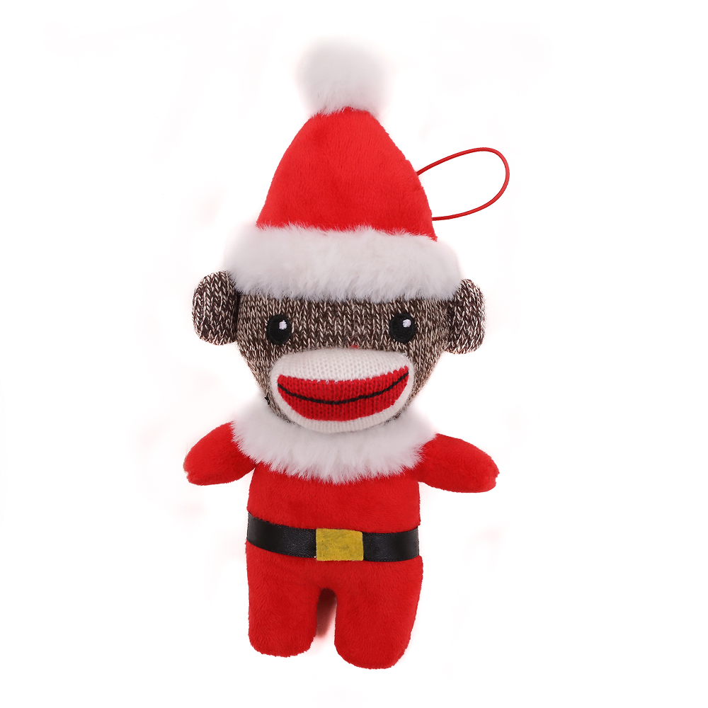 Santa Sock Monkey Ornament 4"