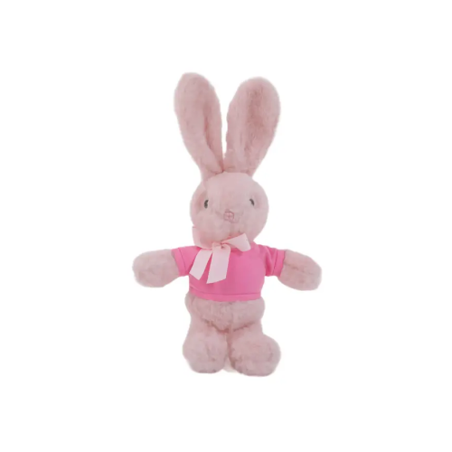 9" Standing Pink Bunny with Custom Shirt, Featuring Soft and an Adorable Outfit by Plushland.






