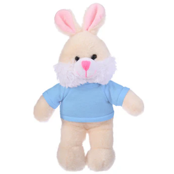 Standing Bunny with Baby Blue, Featuring a Cute T-Shirt and Soft Fur by Plushland.