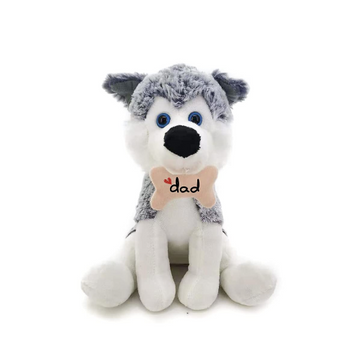 8" Sitting Father’s Day Pawpal Husky, Featuring Soft Fur and an Adorable Father's Day Design by Plushland.