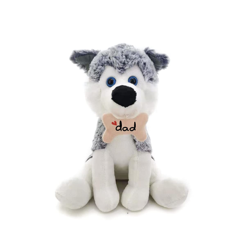 8" Sitting Father’s Day Pawpal Husky, Featuring Soft Fur and an Adorable Father's Day Design by Plushland.