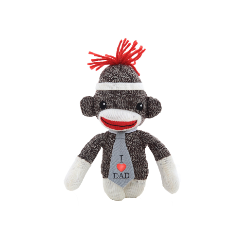 6" Sockie Brown with 'I Love Dad' Tie, Featuring Soft Fur and a Cute Tie by Plushland.