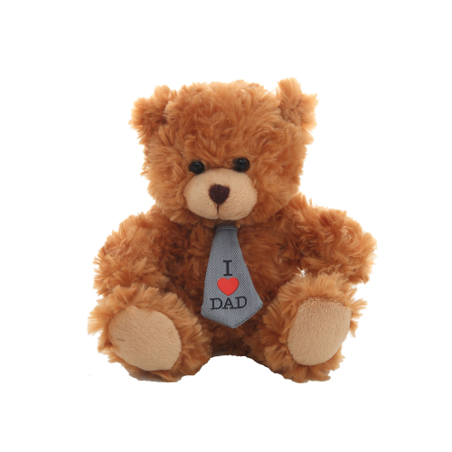 6" Mocha Bear with 'I Love Dad' Tie, Featuring Soft Fur and a Sweet Tie by Plushland.