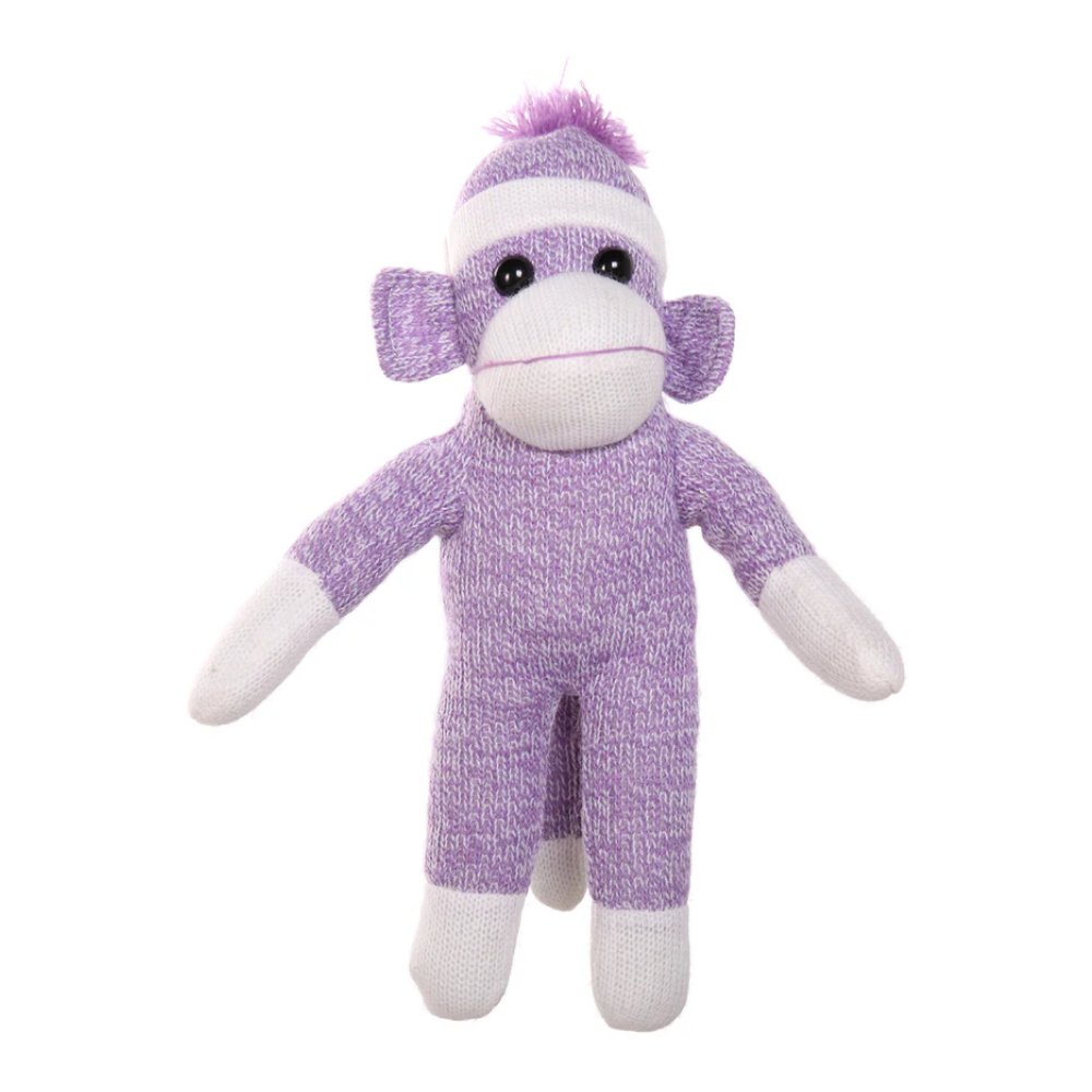 10-inch purple Floppy Sock Monkey plush toy Standing, soft and huggable by Plushland