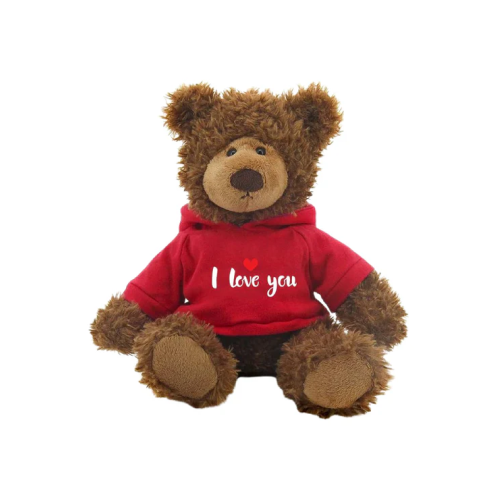 "Frankie Bear with Love Hoodie and teddy bear heart – 10 inch by Plushland"