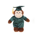 Graduation monkey plush stuffed animal wearing cap and gown.