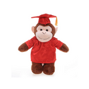 Graduation monkey plush stuffed animal wearing cap and gown.