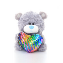 "gray bear with sequin teddy bear heart – 6 inch by Plushland"