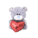 "gray bear with sequin teddy bear heart – 6 inch by Plushland"