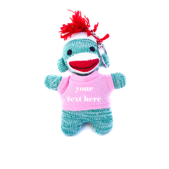 Pink Green Sock Monkey Keychain With Tee 4 Inch – Sweet Mini Buddy With Soft Arms | Plushland