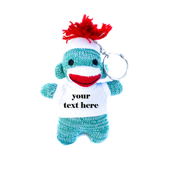 White Green Sock Monkey Keychain With Tee 4 Inch – Clean Buddy With Smooth Feel | Plushland
