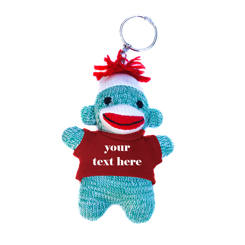 Blue Sock Monkey Keychain with Tee 4"