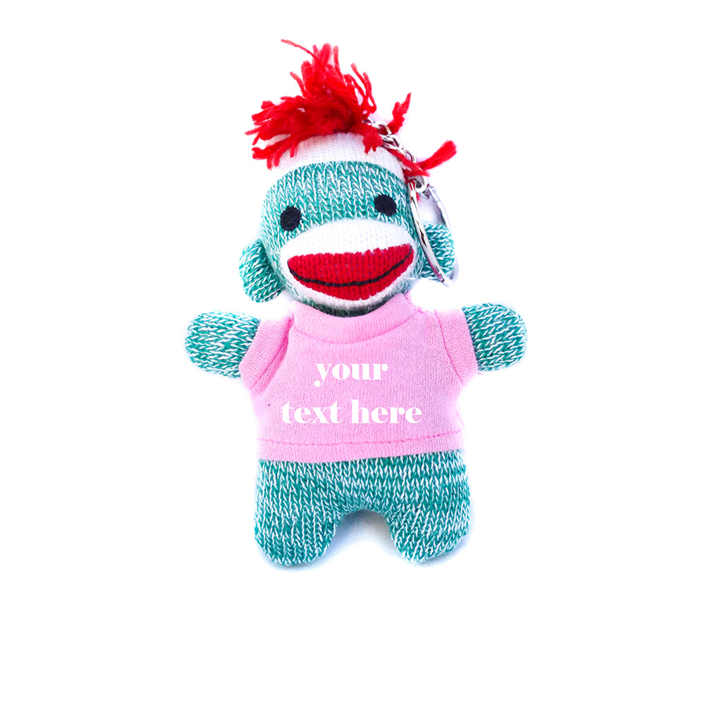 Blue Sock Monkey Keychain with Tee 4"