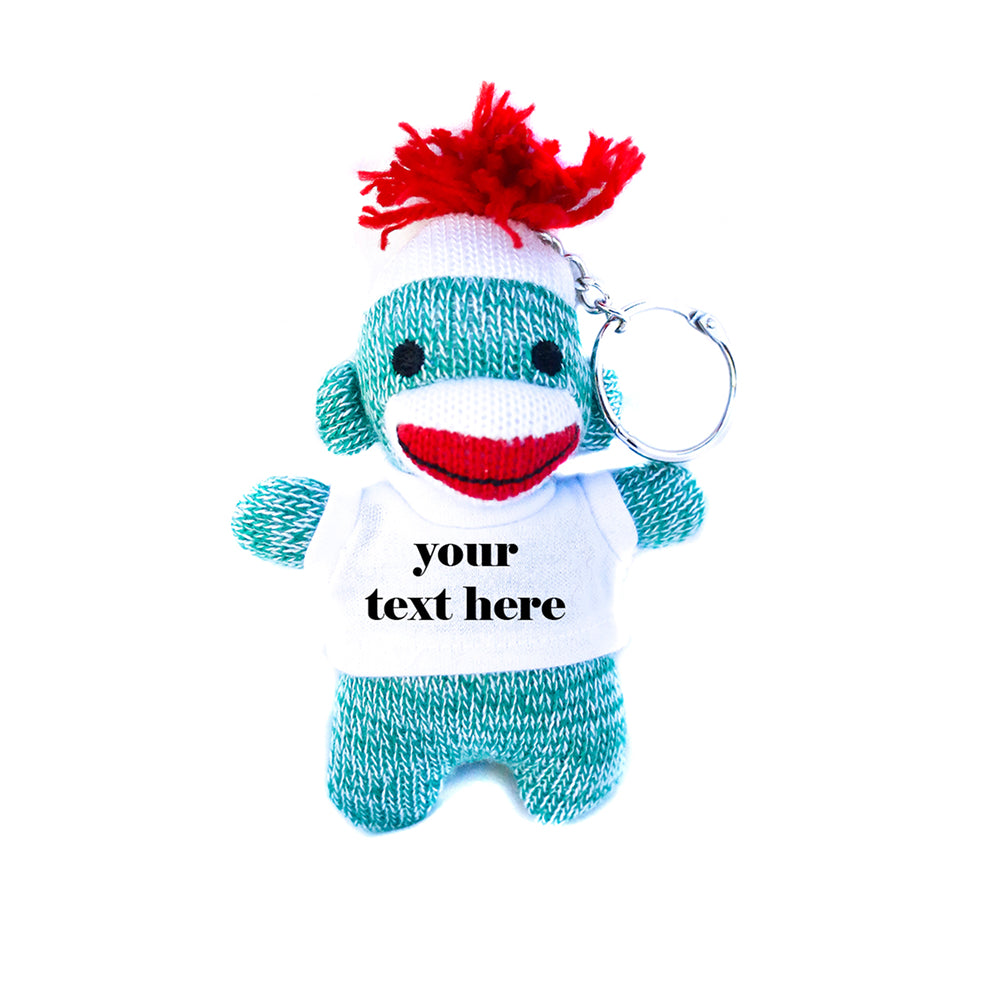 Blue Sock Monkey Keychain with Tee 4"