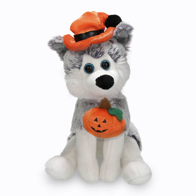 Halloween Husky Plush 8" in a front-facing pose dressed for Halloween