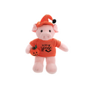 Halloween Pig Plush 12" in a front-facing pose wearing a Halloween t-shirt and hat while holding a pumpkin treat bag